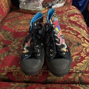 Converse All Star Canvas Hi Top Sneakers Shoes Unisex US size3 Graffiti